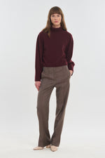 Brown light wool straight leg pants