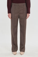 Brown light wool straight leg pants