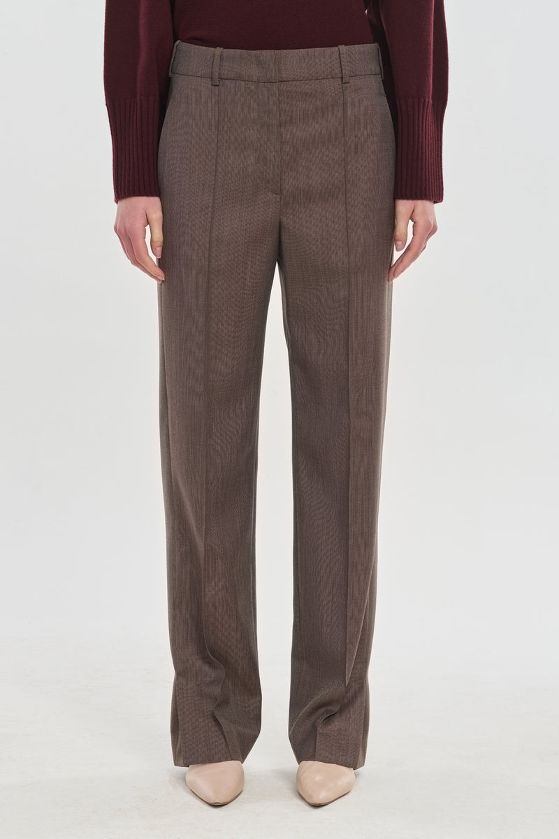 Brown light wool straight leg pants