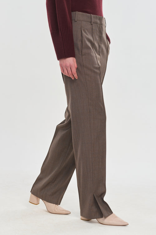 Brown light wool straight leg pants