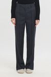 Dark slate light wool straight leg pants