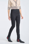 Black stretch wool stirrup pants