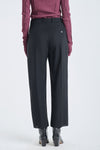 Black viscose wool cropped pants