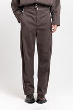 Earth brown soft touch cotton bow-leg jeans