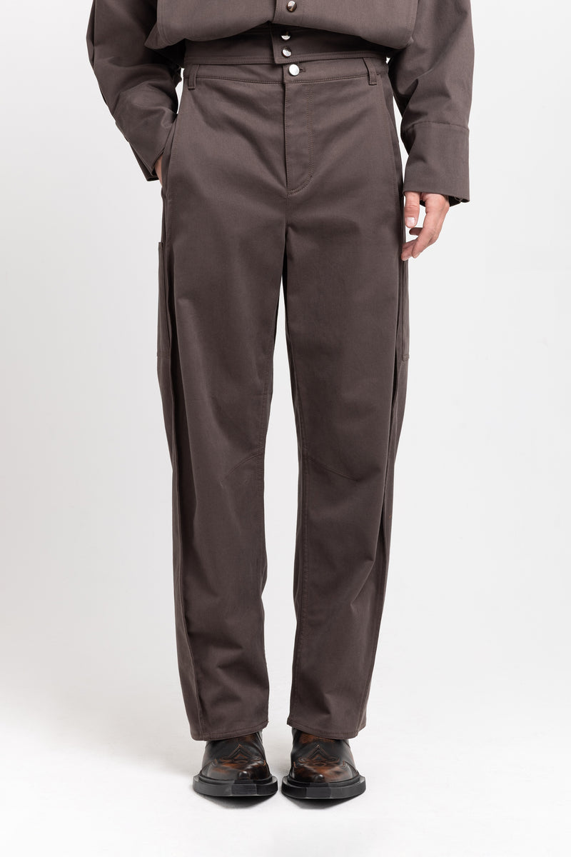 Earth brown soft touch cotton bow-leg jeans