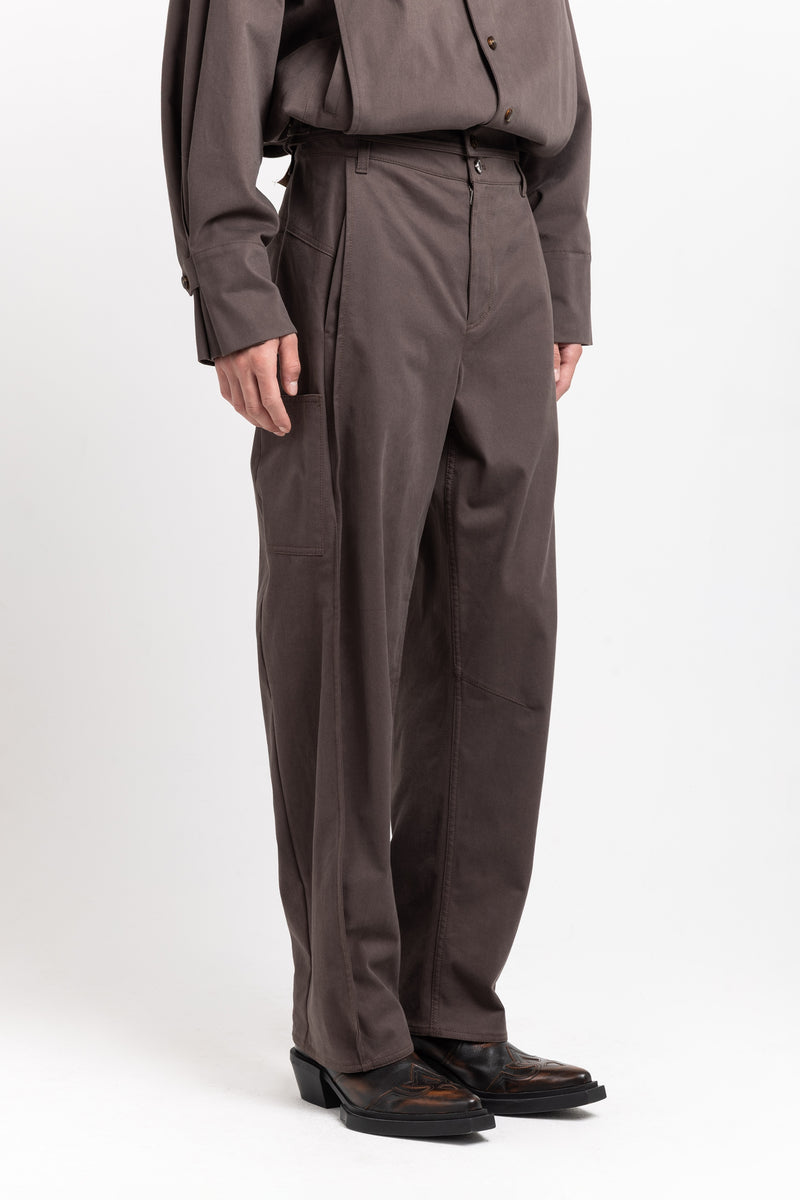 Earth brown soft touch cotton bow-leg jeans