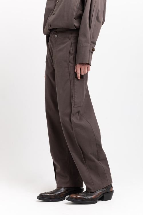 Earth brown soft touch cotton bow-leg jeans