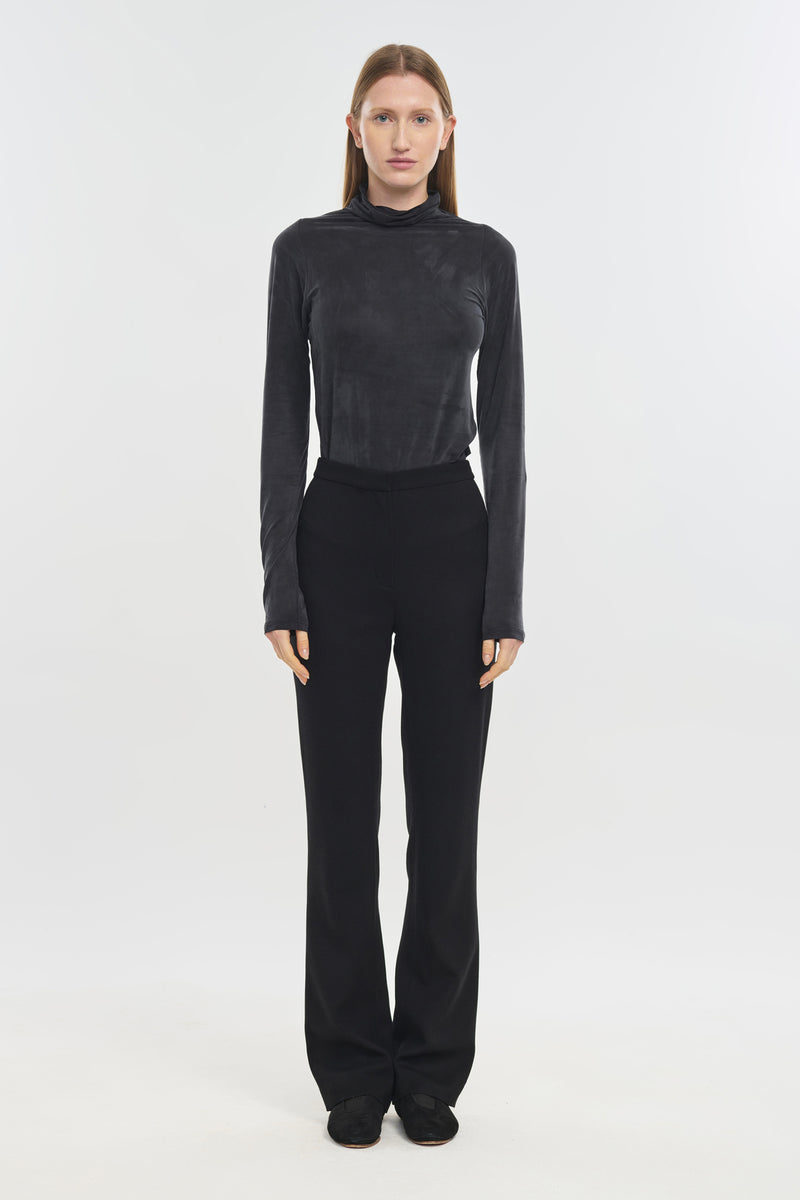 Black soft touch wool slim leg pants