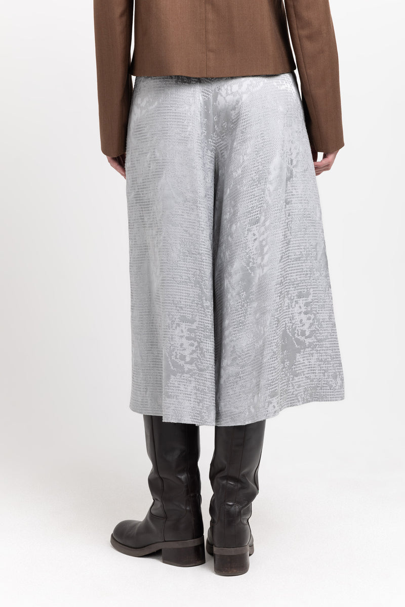 Silver textured fluid shorts