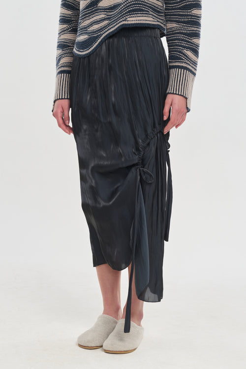 Anthracite asymmetric skirt with rouching