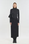 Black mohair shantung long skirt