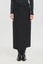 Black mohair shantung long skirt