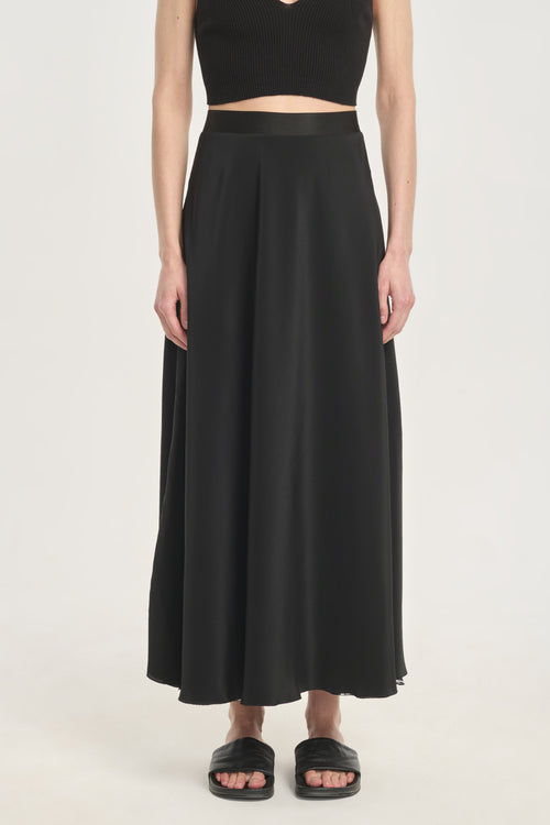 Black printed silk reversible skirt