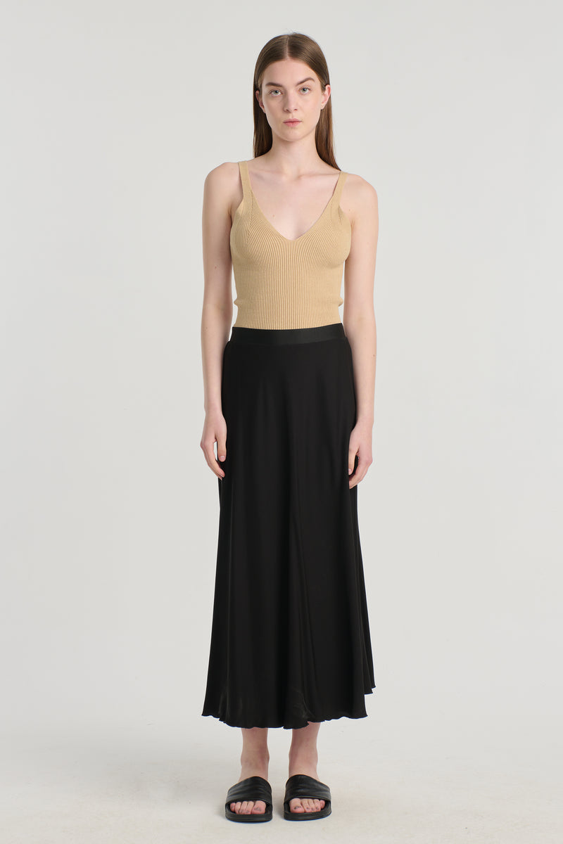 Beige&black modal reversible skirt