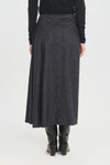 Black wool silk tweed asymmetric skirt