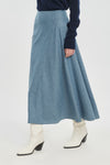 Light blue wool silk tweed asymmetric skirt