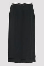 Black crepe de chine wrap skirt