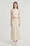 Ivory linen skirt with rib detail