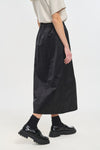 Black wax finish A-line midi skirt