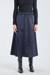 Dark blue nylon midi skirt
