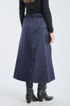 Dark blue nylon midi skirt