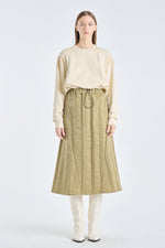 Gold & green nylon midi skirt