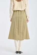 Gold & green nylon midi skirt