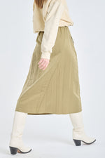 Gold & green nylon midi skirt