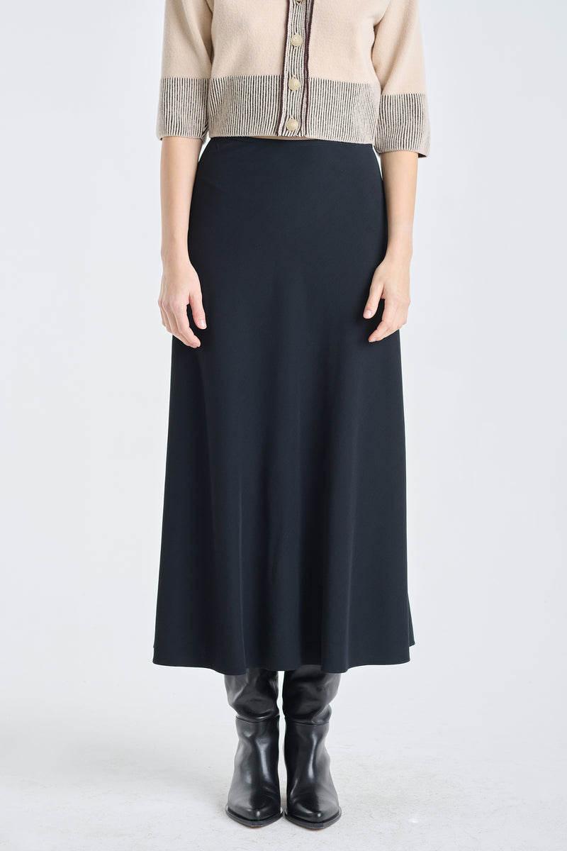 Black viscose midi skirt