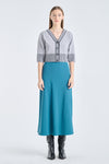 Teal stretch acetate midi skirt