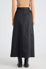 Black trench cotton blend skirt
