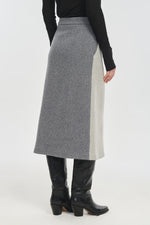 Light & dark grey textured wool midi skirt