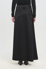 Black viscose jacquard fluid skirt