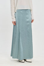 Light blue viscose jacquard fluid skirt