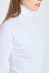 White jersey long sleeve turtleneck