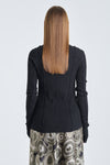 Black textured viscose turtleneck