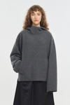 Grey wool jersey hooded sweatshirt