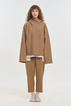 Brown wool jersey hooded sweatshirt