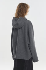 Grey wool jersey hooded sweatshirt