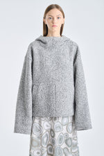 Grey melange bonded wool hoodie