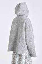 Grey melange bonded wool hoodie