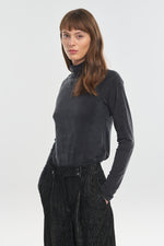 Anthracite cupro jersey jersey rollneck top