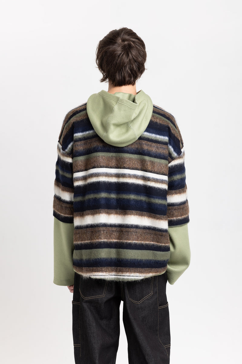 Striped mohair short sleeve sweatshirt