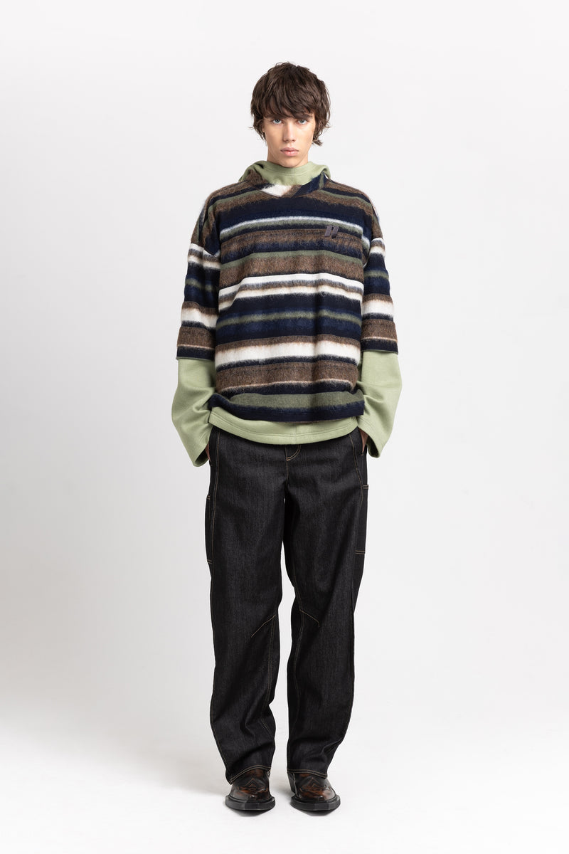 Striped mohair short sleeve sweatshirt