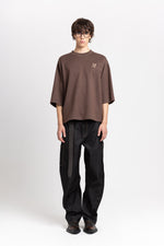 Dark brown long leather belt