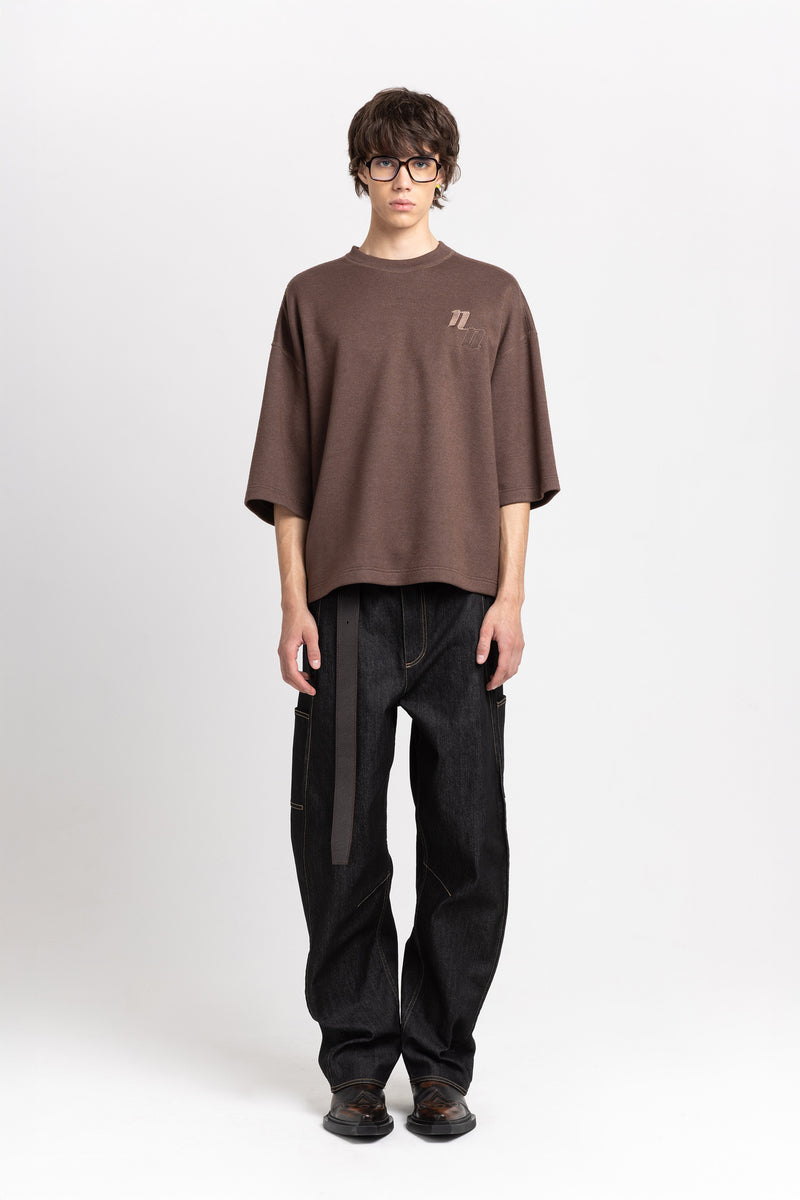 Earth brown double jersey short sleeve sweatshirt