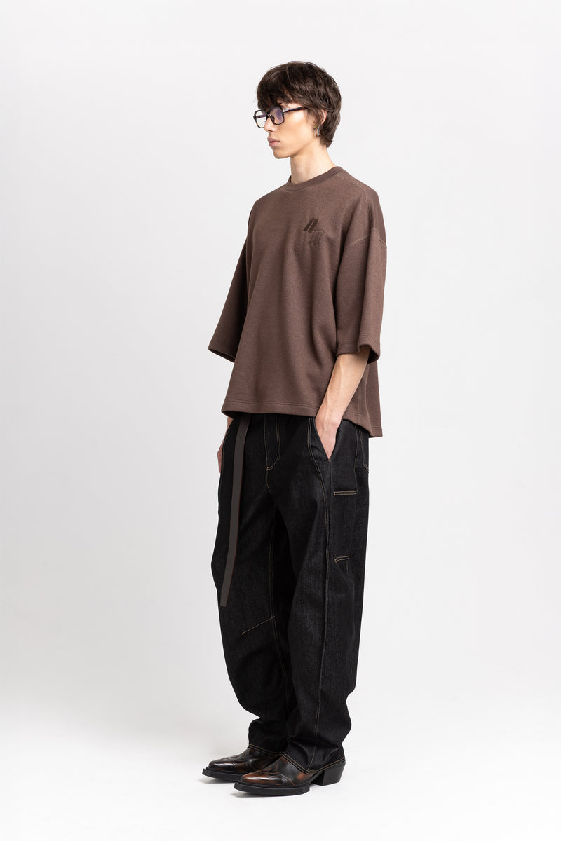 Earth brown double jersey short sleeve sweatshirt