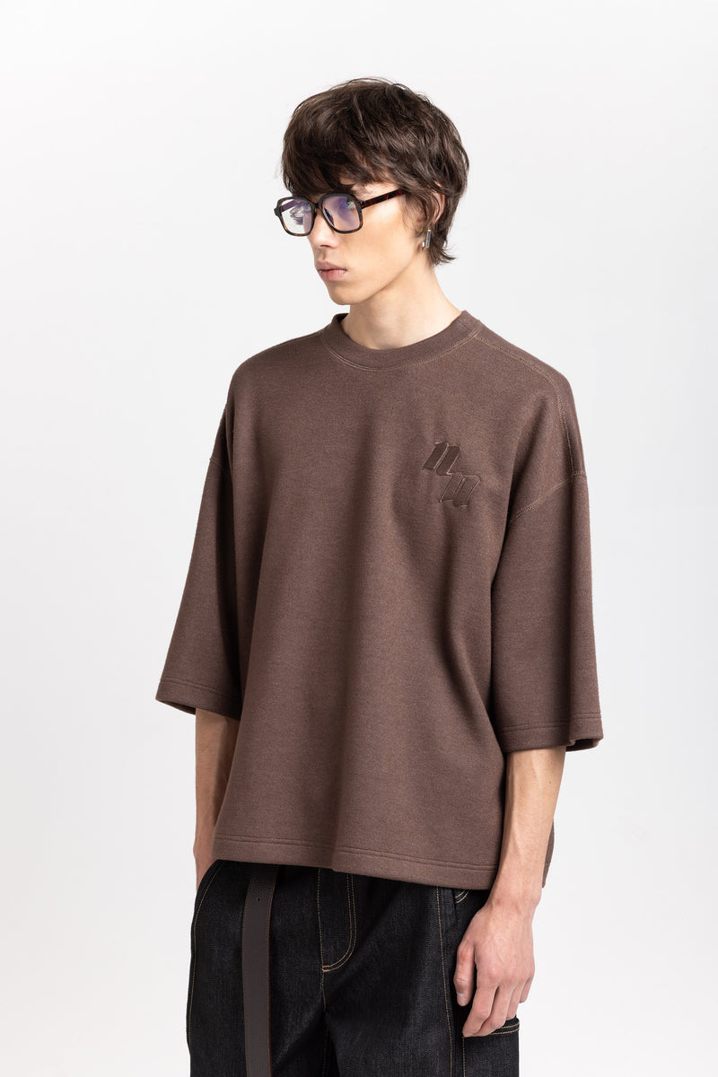 Earth brown double jersey short sleeve sweatshirt