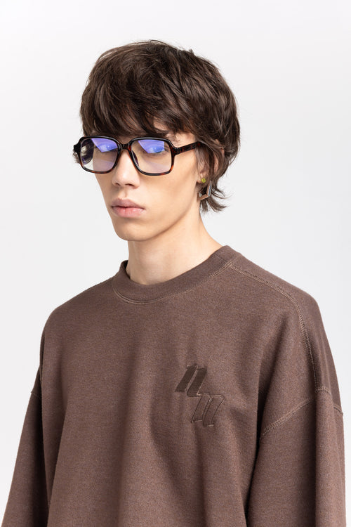 Earth brown double jersey short sleeve sweatshirt