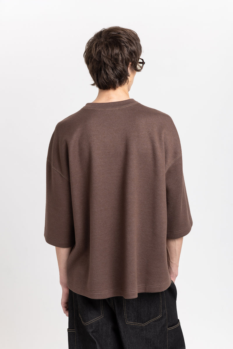 Earth brown double jersey short sleeve sweatshirt